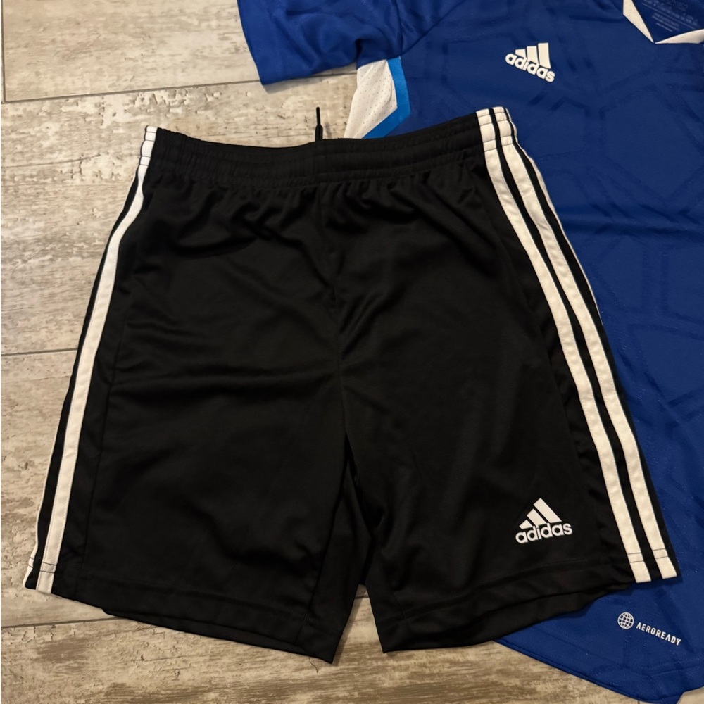 Adidas Blue and Black Kids Soccer Sports Short and Shirt Set - Picture 4 of 4
